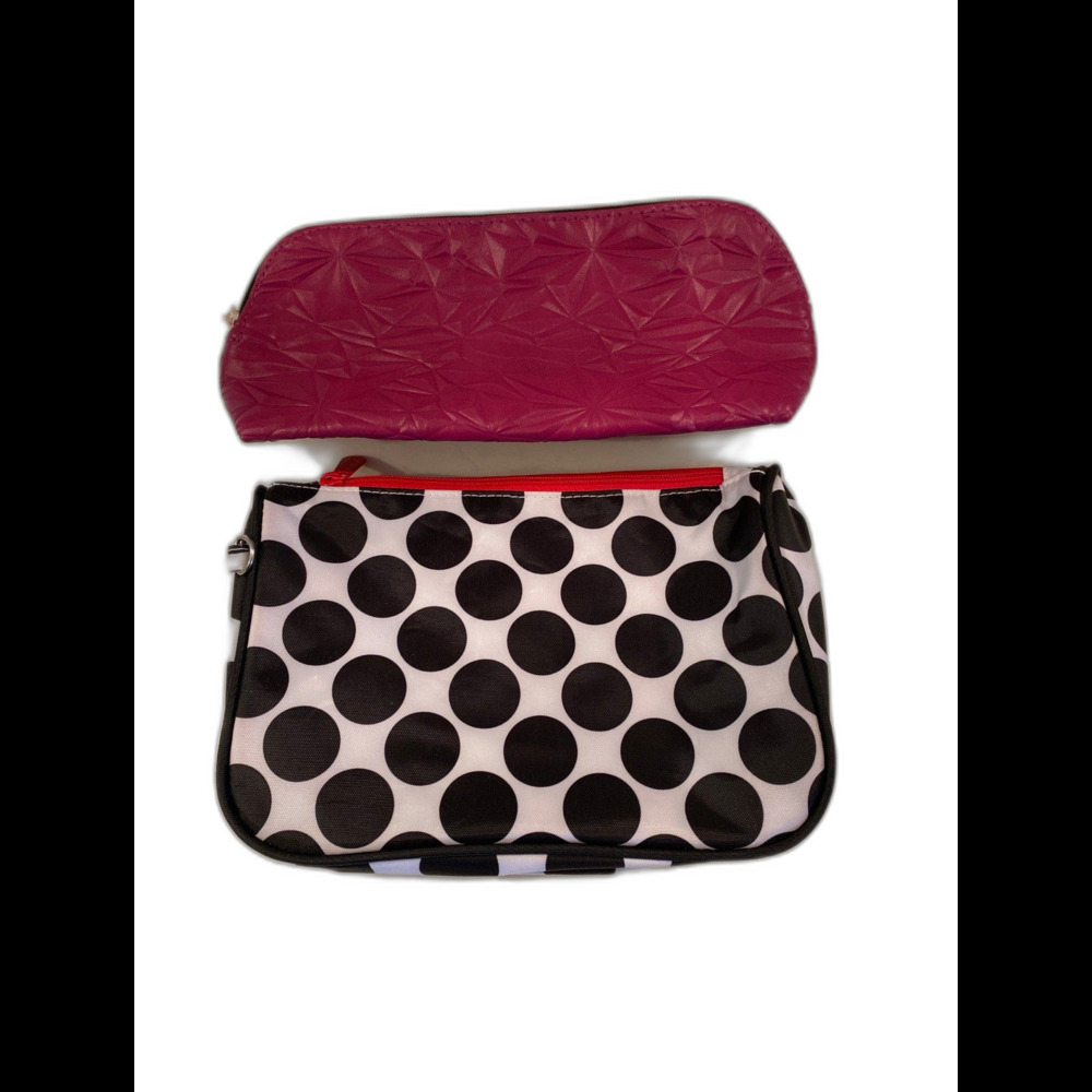 Thirty-One & Mary Kay Makeup Accessories Travel Bags Black White Polka Dot Pink